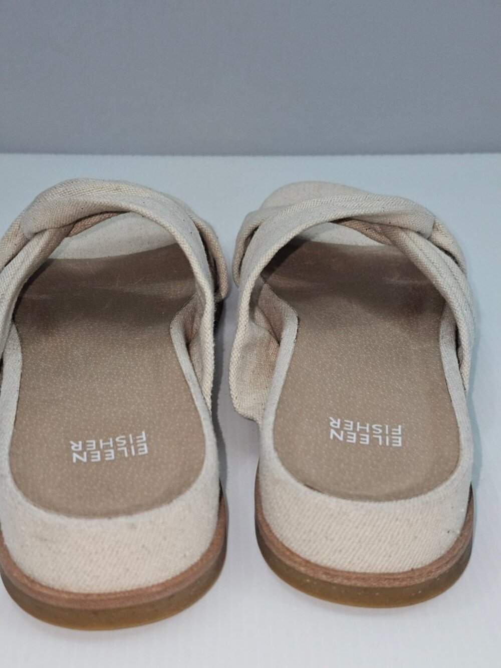 Eileen Fisher Dello Knot Slide Sandals Womens 11 Linen Natural Comfort Minimal - Picture 9 of 13